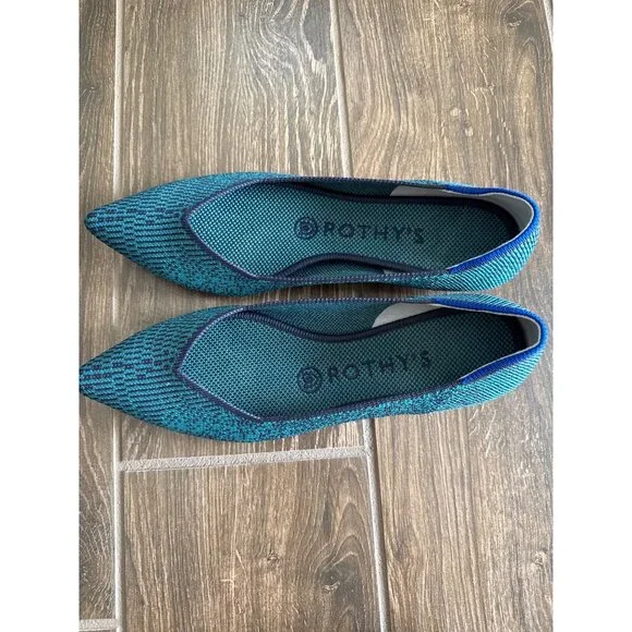 Rothy's size 7 Spruce Python blue Points worn 1 time! - Picture 3 of 8